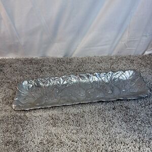 Arthur Court VTG 1990 Bunny Rabbit Cabbage Leaf Easter Aluminum Serving Tray 18"